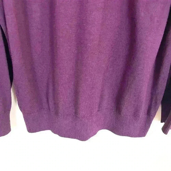 NWT G.H Bass Maroon V-Neck 100% Wool Ribbed Cuff & Hem Lightweight Sweater XL - Picture 10 of 11